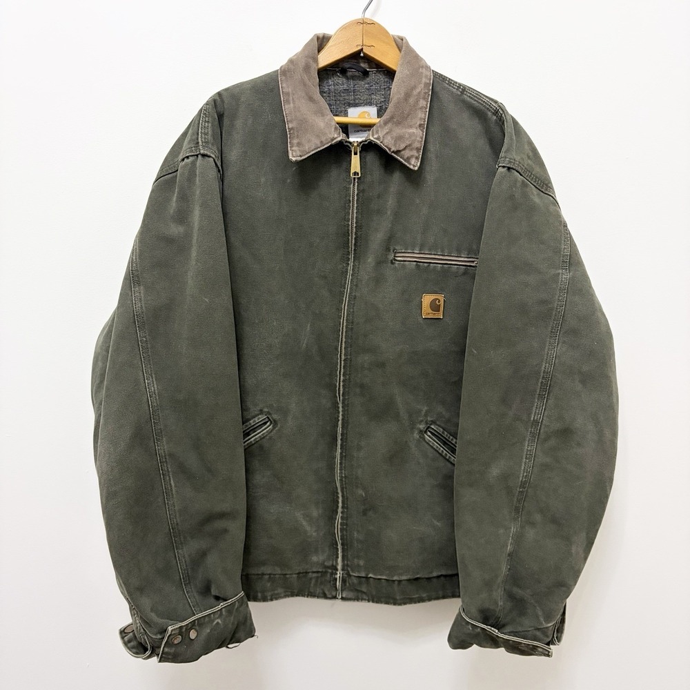 Vintage Carhartt J97 MOS Detroit Jacket Blanket Lined Moss Green Mens XL Tall